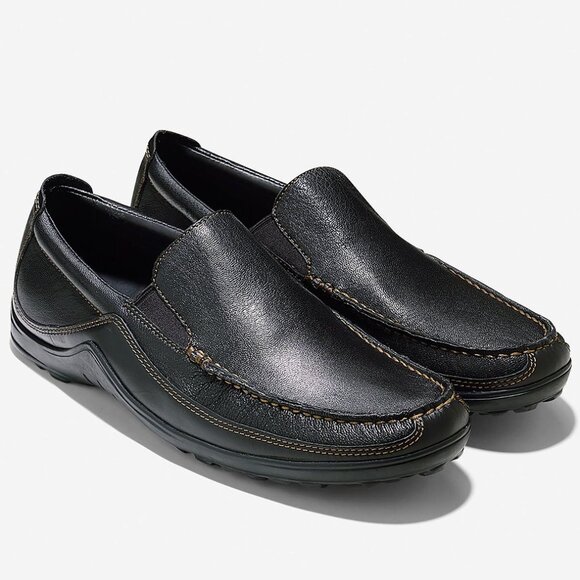 NIB Cole Haan Men's Tucker Venetian Slip On Leather Shoes in Black - Picture 1 of 10